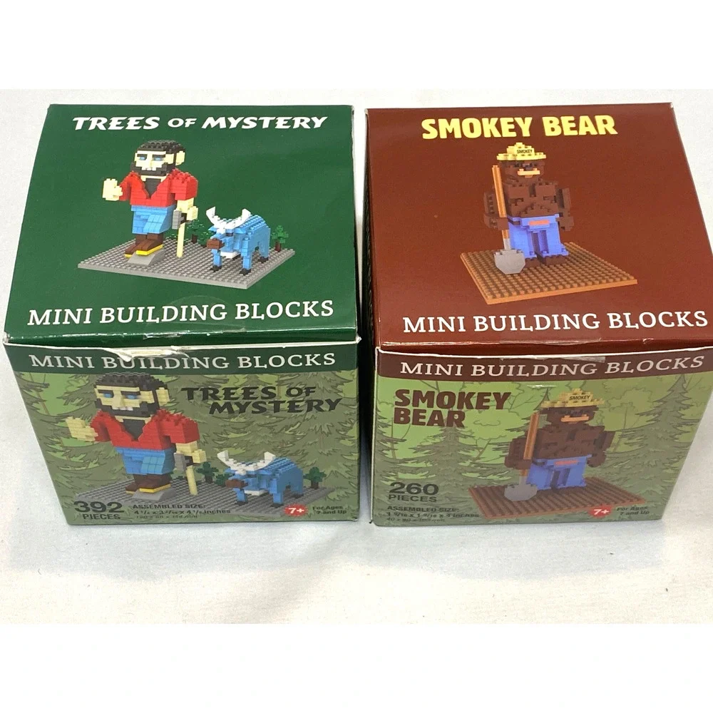 Smokey Bear Mini Building Blocks AND Trees of Mystery Paul Bunyan